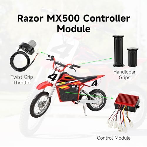 Image of MX500 Controller and Throttle Compatible with Razor MX650 SX500 McGrath Dirt Rocket Bike, 36V Control Module for RSF650 Electric Dirt Bike Motocross EcoSmart Scooter Parts Twist Throttle Grips
