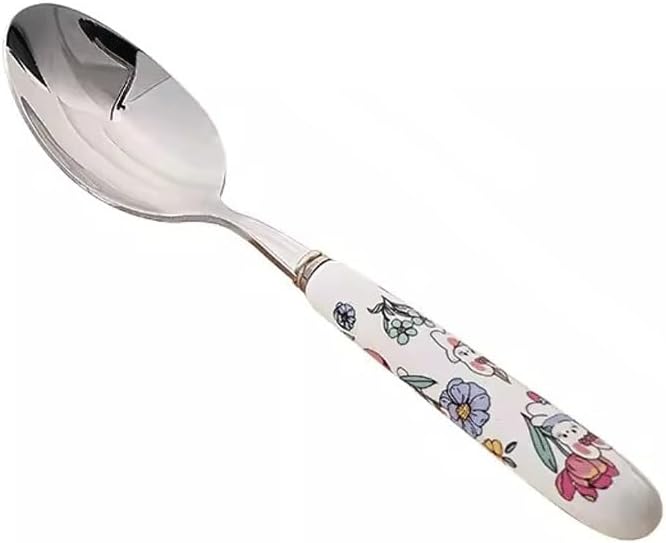 Spoons,soup spoons,Spoons for Cooking Kitchen Stainless Steel Spoon Ceramic Handle Spoon Dessert Spoon Tableware Household Kitchen Silverware Spoon Dinner Spoon Teaspoons