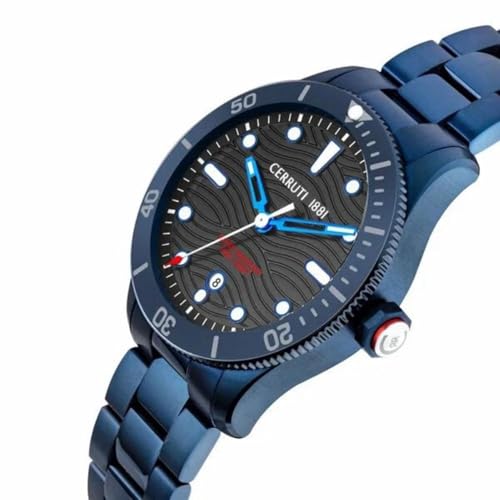 Image of Cerruti Cedonio with Quartz Three Hands Date (Hour, Minute, Seccond & Date) Grey Dial Blue Stainless Steel Strap Watch for Men - CECIWGH2113704W