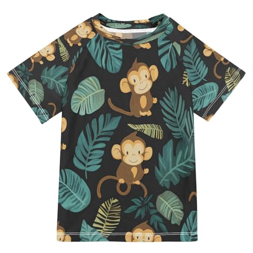 Kids Swimsuit Monkey Turtle Leaf Cartoon Sunscreen T-Shirts Swimwear Sets UPF 50+