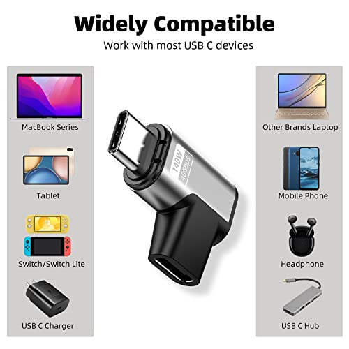 AreMe 140W USB C Magnetic Adapter (2 Pack), 24Pins Right Angle 90 Degree USB C Male to USB C Female 40Gbps Connector for MacBook Pro/Air, Tablet,... - Image 6