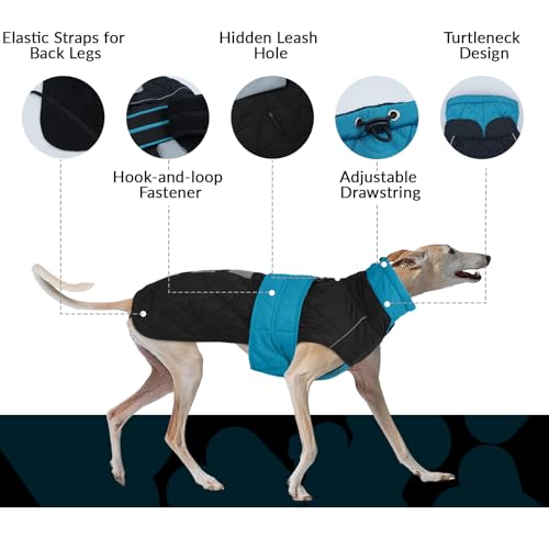 Wasserdichter Windhundmantel, Wasserdichter Winddichter Jacken für Windhund Rollkragenpullover Fleece Windhund Sweater Salukis warm Mantel