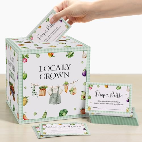 51pcs Locally Grown Baby Shower Decorations Diaper Raffle Box with Tickets