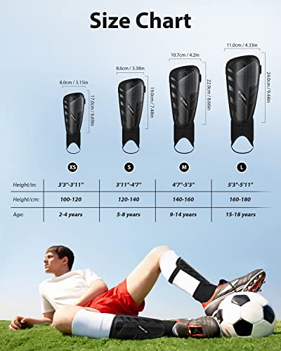 Upgraded Soccer Shin Guards For Kids Youth Adults, Ce Certified Airsfish Shin Guard Sleeves Protection Gear For Boys Girls Soccer Games Eva Cushion Reduce Shocks And Injuries (Small, Black) #TOP5