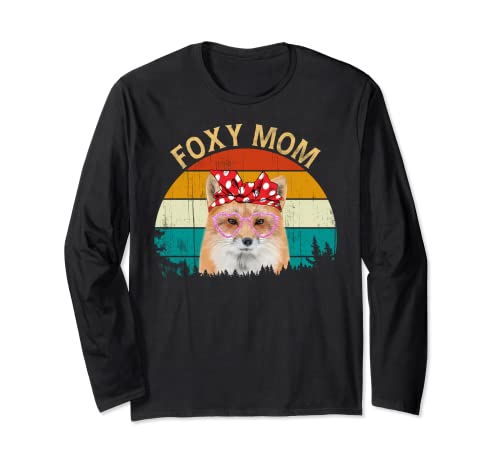 Foxes Vintage Retro Style Red Foxs Cute Wild Animal Foxy mom Manga Larga