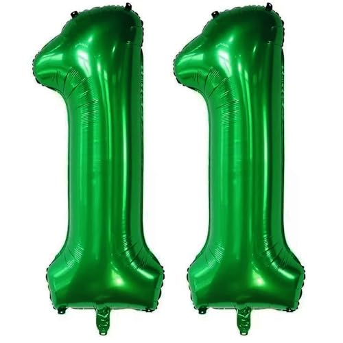 Image of Number 11 Dark green Balloons 40 Inch Giant Dark green Foil 11 Helium Balloons for 11th Dark green Birthday Party Supplies 11th Anniversary Events Decorations