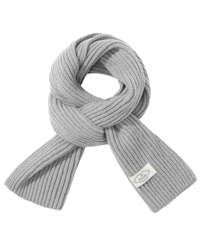 Misfuso Gestrickter Schal Lange Weiche Winter Strickschal Einfarbig Mode Pashmina Schal-Grau