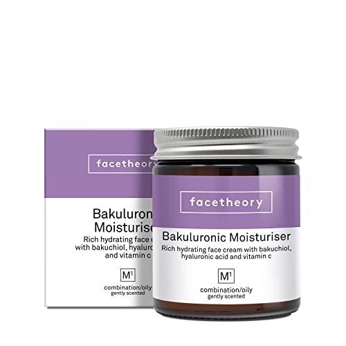 Facetheory Bakuchiol-Feuchtigkeitscreme M1 mit 2 % Bakuchiol, Hyaluronsäure und Vitamin C | Anti-Aging, für Falten und feine Linien | Vegan und ohne Tierversuche | Made in UK | Mandarine | 50 ml Cover