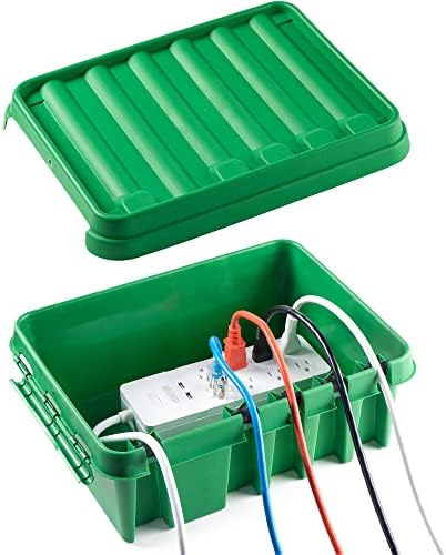 SockitBox – The Original Weatherproof Connection Box – Indoor & Outdoor Electrical Power Cord Enclosure for Timers, Extension Cables, Transformers, Power Strips, Lights, Tools & More – Medium – Green