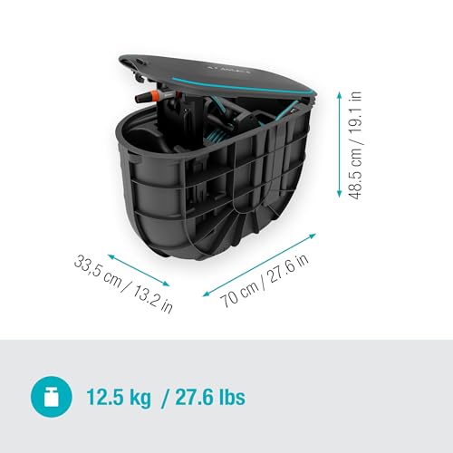 Gardena Undercover Hose Box RollUp M with 20 m Retractable Hose, Automatic Rewind, Underground Weatherproof Storage, Tangle-Free Hose Guide, Complete Set for Immediate Use (18650-20)