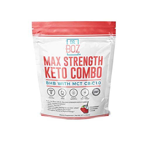 Dr. Boz goMCT Oil Powder with goBHB [Coconut goMCT Oil Powder+ Keto goBHB Powder] â€“ Keto Supplement |Keto Shake â€“ MAX Strength Keto goBHB & goMCT C8:C10 [Strawberry Lemonade 233g Bag]
