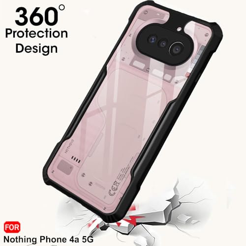 Image of TheGiftKart Shockproof Crystal Clear Back Cover Case for Nothing Phone 4a 5G | 360 Degree Protection | Protective Design | Transparent Back Cover Case for Nothing Phone 4a 5G (PC & TPU, Black Bumper)