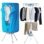 1500W Heated Clothes Airer with Cover 10Kg Capacity 2-Tier Stainless Steel Foldable Electric Clothes Dryer Rack 180-Min Timer & Auto Power-Off Energy Efficient Indoor Drying for Household (Blue 1500W)