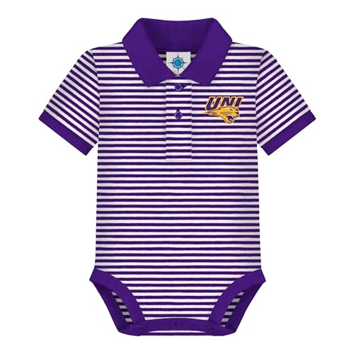 Creative Knitwear College Baby Striped Polo Bodysuit - Team Logo, Multiple Colors, for Boys & Girls (0-12 Months)