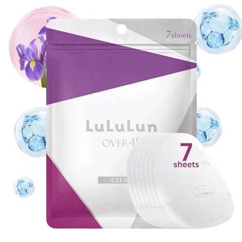 Lululun Over 45 Clear Tuchmaske - Anti-Aging, Feuchtigkeitsmaske Gesichts mit Glaspeptiden für reife Haut - Straffende, aufhellende japanische Gesichtspflege für den täglichen Gebrauch (7 Blatt)