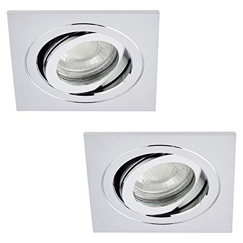 Image of LITECRAFT Recessed Downlight Tiltable Square IP65 Rated Spotlight - (Polished Chrome, Pack of 2)