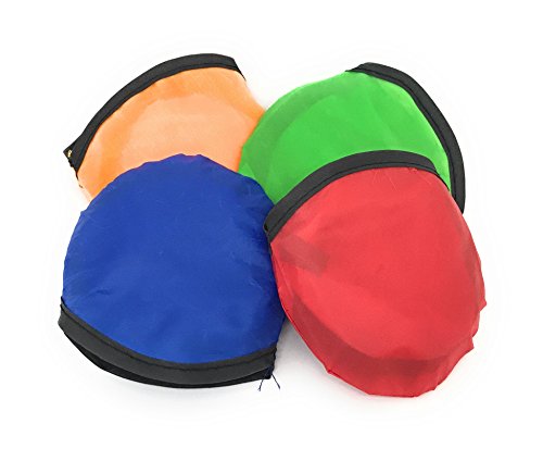 Svt Bulk 12 Pack Foldable Flying Disc Or Fan With Storage Bag Assortment - 9.5" Folding Frisbees In Four Exciting Colors #TOP5