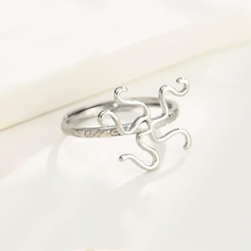 Miniatura 4 de Anillo ajustable de plata de ley 925 con 6 garras de montaje, joyería en blanco, regalo para amigos (color platina), Plata,