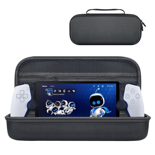 DDgro Hard Carrying Shell Case for PlayStation Portal Remote Player -with Screen Protective Cover & PS5 Accessories Storage Bag, Case only (Black-Nylon)