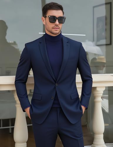 Image of Men's Turtleneck Casual Basic High Neck Long Sleeve T Shirts Half Neck Lightweight Pullover Sweater