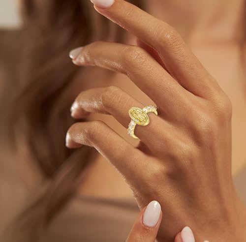 BOMAIL 3Pcs 14K Gold Plated Cross Ring for Women Non Tarnish Gold Chunky Rings Set Stackable Cubic Zirconia Cross Ring Eternity Promise Ring for Her Wedding Band Ring Jewelry Size 6-113