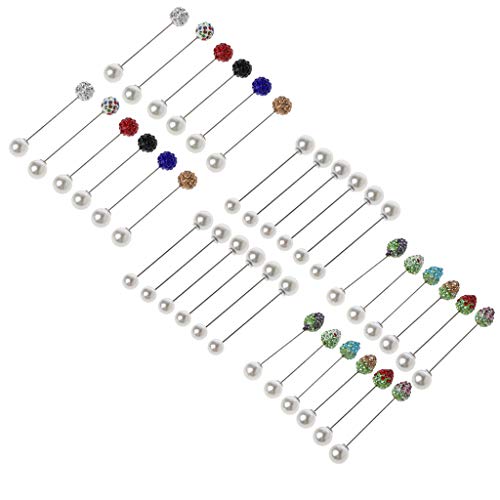 T-PTURET Sweater Shawl Clips 12Pcs Colorful Crystal Hijab Scarf Pearls Safety Pins Sweater Shawl Clip Brooch Jewelry Pins for Cardigan Blouse