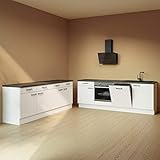 wallers cuisine complète 2x240 cm : Meubles 19mm + Plans de travail 3,8cm prédécoupé + Four + hotte + Lave vaisselle + Plaque de cuisson 4 foyers + évier + Mitigeur