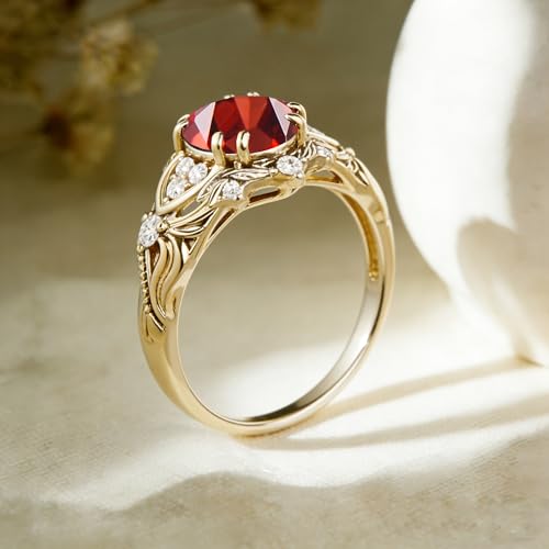Image of Gemstone Vintage Rings for Women s925 Sterling Silver Round Cut 1.0 Carat Gemstone with Moissanite Promise Engagement Anniversary Ring for Her