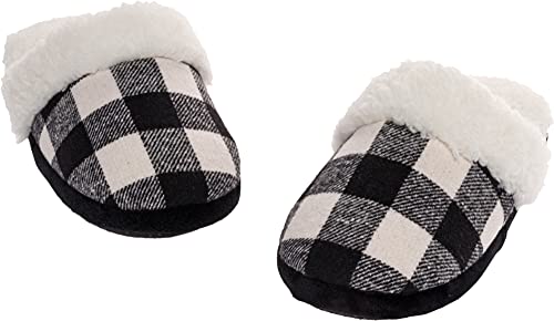 Fuzzy Buffalo Plaid Slippers for Women & Men, Sherpa House Shoes for Indoor & Outdoor, Fluffy Slides, Slide On Cute Novelty - Main Image