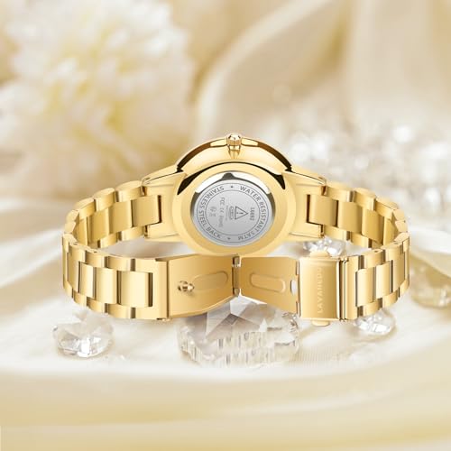 L LAVAREDO Women's Elegant Gold Quartz Watch with Easy-to-Read Date Dial and Adjustable Strap – Waterproof Luxury Timepiece for Every Occasion - Image 9