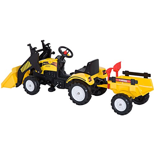 HOMCOM Trettraktor mit Anhänger Tretauto Traktor ab 3 Jahre Kinder 167 x 41 x 52 cm – Bild 7