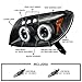 SPEC-D TUNING Halo LED Black Projector Headlights Compatible with 2003-2005 Toyota 4Runner, Left + Right Pair Headlamps Assembly