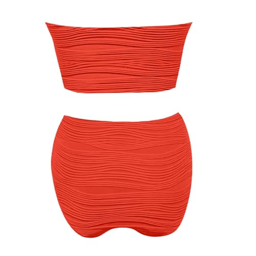 Ensemble tankini élégant rouge et imprimé de qualité supérieure