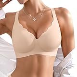 Seamless Wireless Bra for Women with Support - No Underwire Full Coverage Push Up Comfort Bras - Smoothing Fashion Clothing for Womens Girlfriend Gift - Christmas Birthday Gifts for Women(Nude,XL)