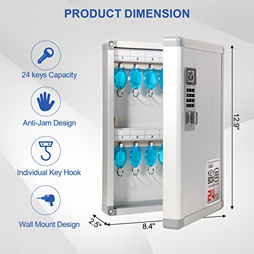 Glosen Key Organizer Lock Box, Key Box Wall Mount With Code Lock And Key Tag For House Keys Outdoor Key Cabinet #TOP2
