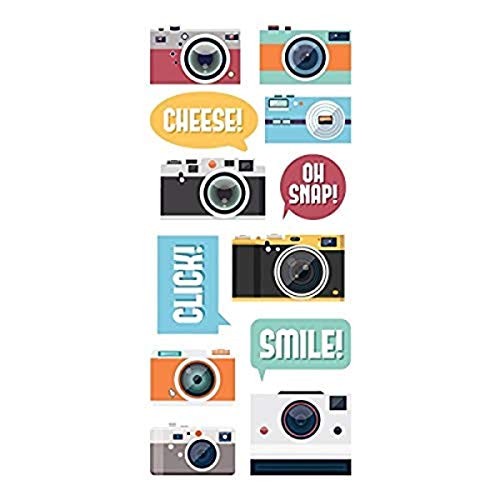 Paper House Productions STP-0045E Cameras Stickers Puffy (3-Pack)