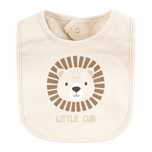 Image of Hudson Baby Unisex Baby Cotton Bibs, Brave Lion, One Size