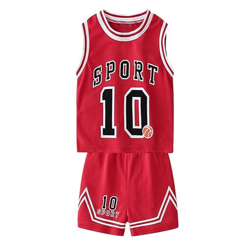 Image of Toddler Kids Sports Shorts Set Baby Boys Girls Basketball Jersey Outfit Tracksuit Tank Top Mesh Track Shorts