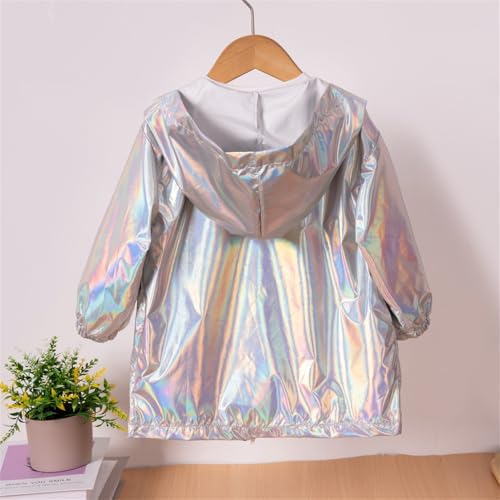 Toddler Boys Girls Reflective Jacket Zip Up Shiny Hooded Windbreaker High Visibility Lightweight Cycling Coat2