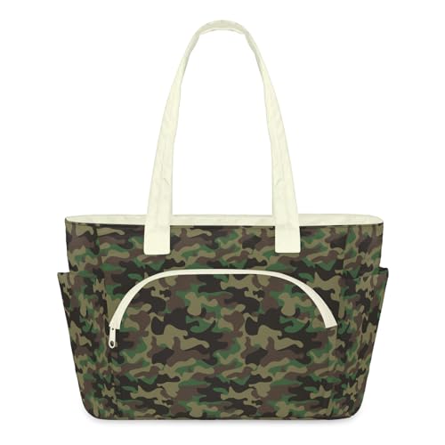Sac fourre-tout camouflage à grande fermeture éclair et matelassé