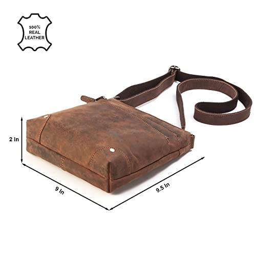 Goatter Hunter Leather 9.5" Inch Sling Cross-BodyBag for Girls And Women, (Brown) - Image 7