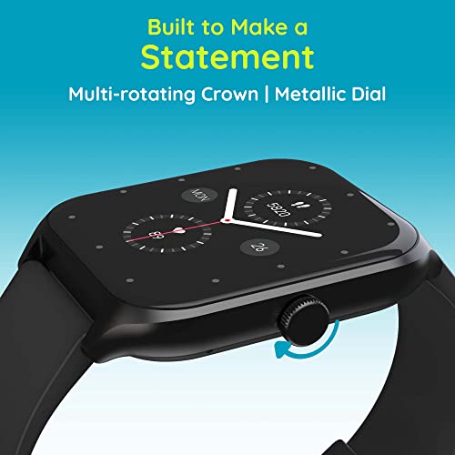 Image of Pebble Cruise 1.96 inch Infinite Display, 320 * 386 High-Resolution BT Calling Smartwatch, Rotating Crown, AI Health Sensors & Voice Assistant, 125+Sports Mode, 100+Watch Faces - Jet Black