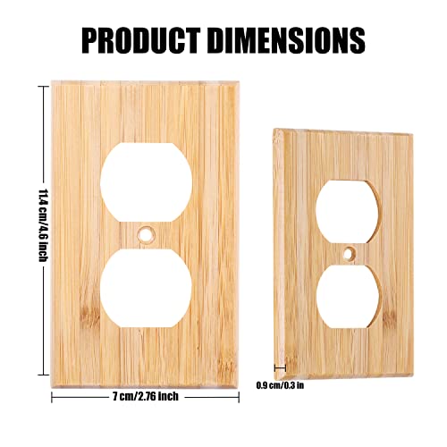 Raw Wood Double Hole Outlet Covers 4.5" X 2.76" Bamboo Quality Decorative Wall Plate Light Switch Plate Cover For Bedroom Kitchen Home Decor (Double Hole Outlet) #TOP2