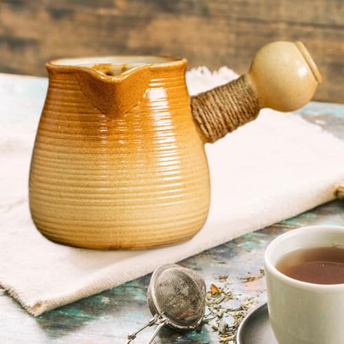 Théière en céramique jaune résistante à la chaleur pour infusion - 8