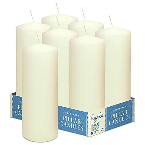 Hyoola Velas Pilar Color Marfil - Velas Grandes Sin Aroma - Paquete de 6 - Velas Decorativas Cover