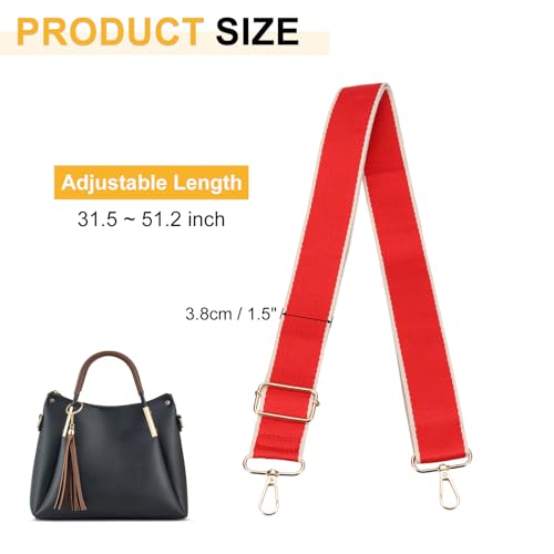 Image of PATIKIL 55in Purse Straps Replacement Crossbody, Bag Straps Crossbody Universal Adjustable Canvas for Purses Handbags Guitar, Red