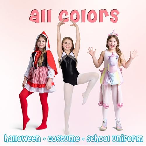 Image of Silky Toes Girls Opaque Microfiber Tights 1-2 Pairs Black White or Colored Nylon Stockings for Kids - ballet footed tights