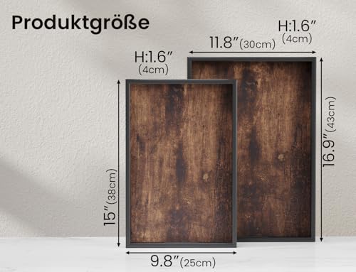 Fibogollo Serviertablett 2er-Set Holz mit Griffen Frühstückstablett – Bild 5