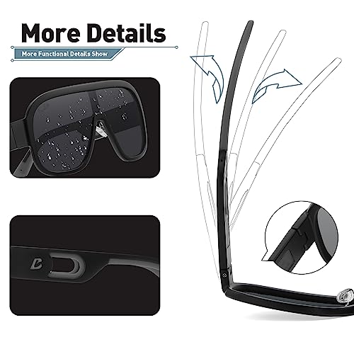 Bevi Sunglasses Polarized UV Protection with Flexible Lightweight Frame Oversize Shield Sunglasses for Men Women4