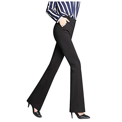 Pantaloni neri da donna eleganti – pantaloni a zampa da donna a vita alta, elasticizzati, per yoga, business, vintage, Y2K, senza cuciture, traspiranti, morbidi pantaloni da palestra, bodybuilding,